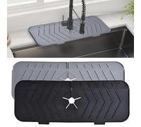 2PCS Faucet Mat for Kitchen Sink, Silicone Sink Splash Guard, Faucet Mat for Water Catching Countertop Protection (37x14cm)