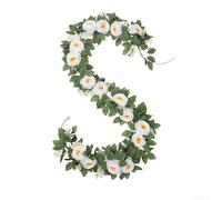 2PCS Faux Rattan Wreath Garland for Wedding Arch Decor Garden Patio Courtyard Event Backdrop Floral Styling (White)