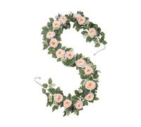 2PCS Faux Rattan Wreath Garland for Wedding Arch Decor Garden Patio Courtyard Event Backdrop Floral Styling (Light Rosy)