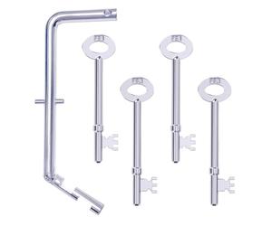 2pcs FB1 & 2pcs FB2 Keys + 1pcs Fire Brigade Drop Keys,Complete Emergency Access Kit with Transparent Case & Rotary Keychain - Ideal for Fire Brigade, Maintenance & Communal Door Use (5 pcs)