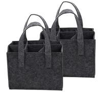 2pcs Felt 6 Compartments Bottle Carrier Bag with Handle