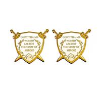 2Pcs Feminist Enamel Pins - Don’t Tell Me Women Are Not the Stuff of Heroes Gold Shield Badge with Swords, Dual Clutch, Inspirational Feminist Gift for Women, Activists