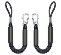 2PCS Fender Lines 2FT Premium Bungee Boat Lines with 316 Stainless Clip for Boat Bumper/Boat Fender Boat Accessories for Mooring for Jet Ski, SeaDoo, Yamaha WaveRunner Dinghy (Black, 2 Feet)