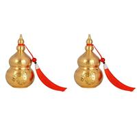 2pcs Feng Shui Chinese Brass Wu Lou Gourd,Statue Home Decoration Ornaments,Fortune Protection,Bring You Good Luck,Safty,Healthy,Wealth,Success(Red)