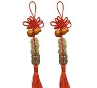 2Pcs Feng Shui Hanging Ornament Tassel, Good Lucky Char-ms With Coin Gourd, Traditional Chinese Knot Hanging Tassel Charm For Wealth And Success