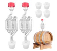 2pcs Fermentation Airlock, Brewing Airlock Plastic, Fermentation Valve Bubbler Airlocks, Exhaust Valve Beer Making Vent Air Lock with Cap Reusable Wine Fermentations