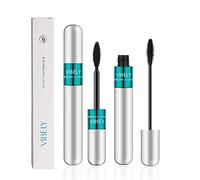 2PCS Fiber Lash Mascara 4D Silk 2 in 1 Mascara Natural Lengthening and Thickening Effect No Clumping Waterproof Smudge-Proof Black (Colour, # 2PCS/SET B)