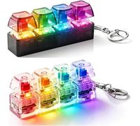 2PCS Fidget Keyboard Clicker With Light Up Buttons & Keychain | 4-Button Mechanical Toy For Stress Relief | Portable Fidget Toy For Focus At Work, School, Or Home