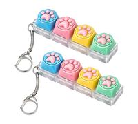 2Pcs Fidget Keyboard, Stress Relief Keychain for Office and Home Use, 4-Key Cat Paw Design with Colourful Buttons