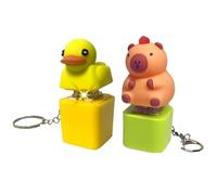 2Pcs Fidget Toys, Duckeys Fidget Keycap Capybara Clicking Fidget Toy, Duck Keyring with Colorful Lights, Keycaps That Quack,Key Board Clicker, Stress Reliever Sensory Toys,Bag Charm for Adults