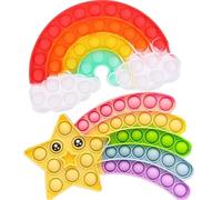 2Pcs Fidget Toys, Push Pop Bubble Sensory Toys, Rainbow Star Popper Fidget Toys Sensory Popping Toy Stress Anxiety Relief Fidget Toy ADHD Autism Gifts Toys For Kids Teens Adults