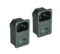 2pcs FILSHU Large Current Inlet Male Power Socket with 15A Rocker Switch and Fuse,15A 250V 3Pin IEC320 C14
