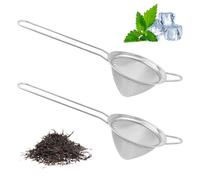 2PCS Fine Mesh Tea Strainer, Stainless Steel Matcha Sifter with Handle Small Sieve for Loose Tea Icing Sugar Cocktail Strainer and Dusting Desserts