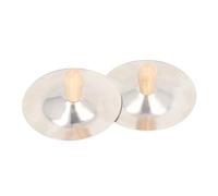 2PCS Finger Cymbals, Belly Dance Finger Cymbals, Hand Percussion Musical Instrument with Wood Handle, Copper Band Cymbals for, Marching Cymbals for Home, School, and Kinderga