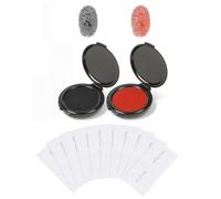 2Pcs Finger Print Stamp Ink Pad Portable Fingerprint Kit with Cleaning Wipes for Notary Legal Documents Scrapbooking Office Use (Black+Red)