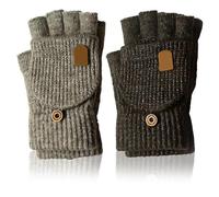 2PCS Fingerless Mittens, Fingerless Flip Thermal Gloves, Winter Knitted Convertible Fingerless Gloves, Knit Mittens with Thumb Cap,for Ladies Men Sport Walking Riding Cycling Skiing