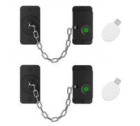 2PCS Fingerprint Fridge Lock, Safety Limit Push-Pull Chain Locking, Type C Charging Window Lock Smart Biometric Access for Home Security Protection (BK)