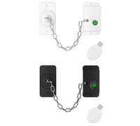 2PCS Fingerprint Fridge Lock, Safety Limit Push-Pull Chain Locking, Type C Charging Window Lock Smart Biometric Access for Home Security Protection (BK-A)