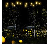 2Pcs Firefly Solar Garden Lights Solar Globe Lights Decorative LED Solar Swaying Light Waterproof Solar Stake Lights Landscape Firefly Lights for Garden, Patio, Backyard, Lawn Decoration (Warm White)