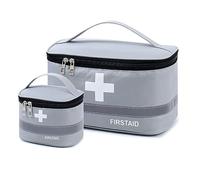 2Pcs First Aid Kit Bags, Portable Empty Medicine Bags Family First Aid Organiser Box, Medical Medicine Bags for Outdoor, Travel, Camping, Work (Grey)