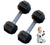 2Pcs First Birthday Zhuazhou Prop Mini Silicone Dumbbells 1.8x4.7 In Baby Hand Weight Lifting Set Toddler Fitness Exercise Funny Sport Toys for Infants (Black, 12 * 4.5CM)