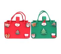 2pcs First Christmas Bag Felt Cartoon Candy Bags for Xmas Party Favors | Handle Carry Design, Bright Printed Patterns, Treat Bag for Cookies, Accessories and Party Planners