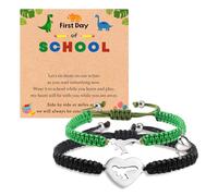 2Pcs First Day of Kindergarten School Bracelet for Mommy and Me,Matching Dinosaur Bracelets for Mother Son Daughter, M, no gemstone