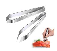 2Pcs Fish Bone Tweezers Set, Professional Stainless Steel Flat and Slant for Removing Fish Bones, Plucking Feathers