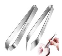 2Pcs Fish Bone Tweezers, Stainless Steel Kitchen Fish Bone Remover 4.3 Inch Flat and Slant Fish Bone Pliers Tongs Tweezers for Chicken Feather Removal, Removing Fish Bones and Scales