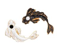 2pcs Fish Brooch Fish Lapel Pin Cartoon Koi Enamel Brooch Pin Tai Chi Badge Black White