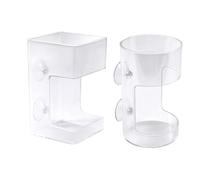 2pcs Fish Feeder for Aquarium, Transparent Fish Tank Dish Tray with Suction Cup Floating & Sinking Food Container Holder Dispenser for Turtle Shrimp Feeding (Circle & Square)