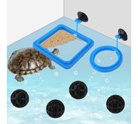 2pcs Fish Feeding Ring, Round and Square Fish Tank Feeding Ring with 4pcs Nitrifying Balls Suction Cup Aquarium Floating Food Feeder Circle for Turtle, Tortoise, Goldfish, Guppy, Koi, Puffer