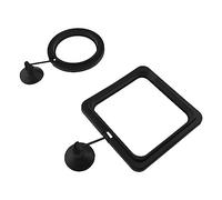 2Pcs Fish Feeding Rings Black Mixed Shape Floating Food Feeder Circle with Suction Cup for Fishes Tank Aquarium Turtle Betta Goldfish Small Fish Feeding Accessories Floating Plant Duckweed Ring