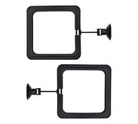 2Pcs Fish Feeding Rings Black Square Floating Food Feeder Circle with Suction Cup for Fishes Tank Aquarium Turtle Betta Goldfish Small Fish Feeding Accessories Floating Plant Duckweed Ring