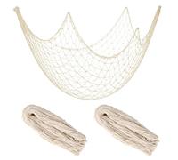 2pcs Fish Net Decorations for Party, 80x40in Hawaiian Fishing Net Nautical Themed Fishnet for Pirate Ocean Mermaid Party Wall Hanging & Table Cover Under the Sea Beach Coastal Room Decorations