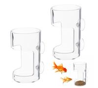 2PCS Fish Tank Feeding Tray, Fish Food Feeder with Suction Cup, Clear Aquarium Feeders, Cylindrical Fishes Feeders, Round Aquariums & Fishes-Bowls Accessories