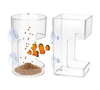 2pcs Fish Tank Feeding Tray with Suction Cup Acrylic Feeding Tube Fish Food Holder Automatic Fishing Feeder Aquarium Tank Divider Supplies Breeder Box for Aquarium (Color:Clear)