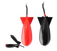 2Pcs Fishing Bomb Bait, Carp Fishing Tackle Feeder, Rocket Shape Bait Thrower for Carp Fish, Spod and Pellet Feeder (Black & Red)