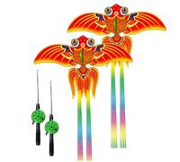 2PCS Fishing Rod Kite, Kids Kite With Dynamic Flapping, Lightweight Carbon Frame, 19.7in, 15.7in Rod, 98.4ft Line