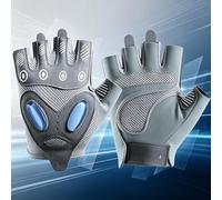 2PCS Fitness Workout Gloves, UV Driving Heavy Duty Cycling Handwear-Gray-M | Shock Absorbing Microfiber Padding, Half Finger Stretchy Breathable Apparel Mesh Weight Lifting Training Accessory Pro