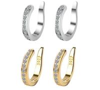 2pcs Fixura Ear Clips,Go/ld Ear Cuff No Pie/rcing,Adjustable Fake Pier/cings & Ear Cuff Earrings for Women,Ear Clip for Everyday Wear to Improve Position,Easy to Use,Portable,Go/lden,White Go/ld