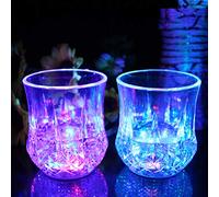 2pcs Flash Light Up Cups Glasses LED Automatic Water Liquid Activated Led Wine Glasses Party Luminous Cup Glowing Wine Glasses Disco Night Clubbing Bar Whisky Mug Beer Cup for Christmas (2 pack)