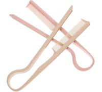 2pcs Flat Iron Brush Hair Straightening Comb V-shaped Plastic Stylish Hair Smoothing Easy Styling Combs for Women Traveling Business Trip, Dark pink and beige, This hair tool is ideal for use at ho...