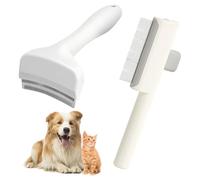 2Pcs Flea Comb Cat Deshedding Comb Set, Celery Pets Deshedding Combes for Dogs,V-Tooth Brush for Shedding,Self-Cleaning Flea Brushes for Cats,Dog Grooming Brush for Removing Matted & Loose Fur