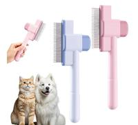 2Pcs Flea Comb,Flea Comb for Cats with A Press-Type Head and Stainless Steel Teeth. Effectively Removes Fleas and Loose Fur for Short/Long Haired Pets. (Pink Blue)