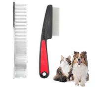 2PCS Flea Comb for Dog Cat, Stainless Steel Pet Grooming Comb,Dog Flea Comb with Flexible Bristles for Removing Tear Stains Fleas Dandruff Lice