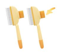 2Pcs Flea Comb for Dogs Cats, Self-Cleaning Hair Combs Grooming for Short haired or Long Dogs Cat, Deshedding Brush, Removing Loose Fur and Massage, Small, Medium & Large Pets(yellow)