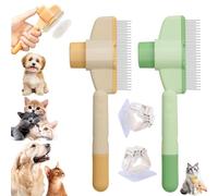 2PCS Flea Comb for Dogs,Pet Hair Removal Flea Comb for Cats,Self Cleaning Slicker Brushes,Pets Cat Brush with Release Button,Hair Grooming Brush for Dogs and Cats, Brushes for Shedding (2pc)