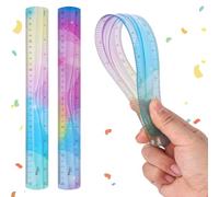 2PCS Flexible 30cm/12inch Plastic Straight Edge Ruler - Bendable Safe Soft Gradient Colored Flex Ruler with Centimeter and Inch Scales for School, Classroom, Office, Kids & Adults