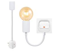 2PCS Flexible Lamp Holder, 9MM Thick Gooseneck Plug in Light Socket, E27 Socket Holder, Light Bulb Holder with Plug and On/Off Switch, 360°Adujstable Indoor Plug in Lamp for Loft Basement, No Bulb